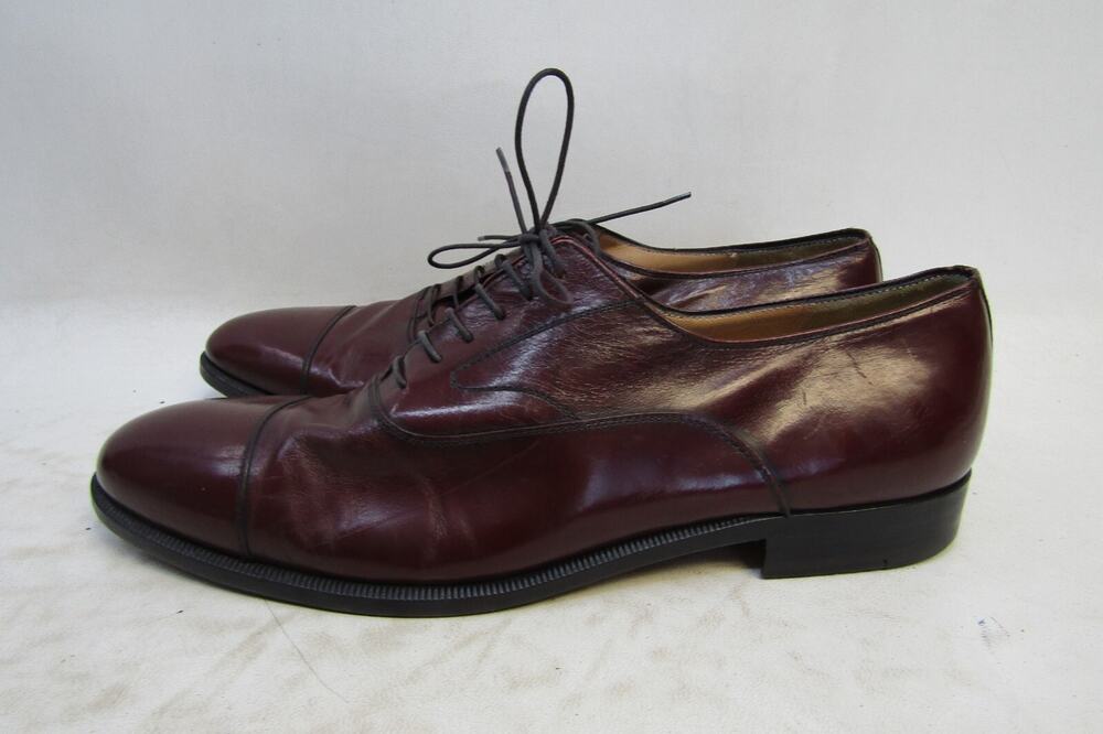 Salvatore Ferragamo Mens Size 8 D Brown Leather Cap Toe Oxford Dress Shoes
